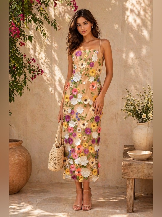 Helsi Dresses & Skirts - Helsi Gemma 3D floral Embroidered Midi Dress in Multi Size XS NWT